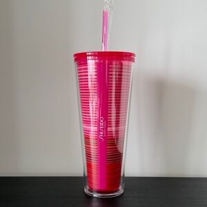 Shiseido Vibrant Pink Tumbler with Straw